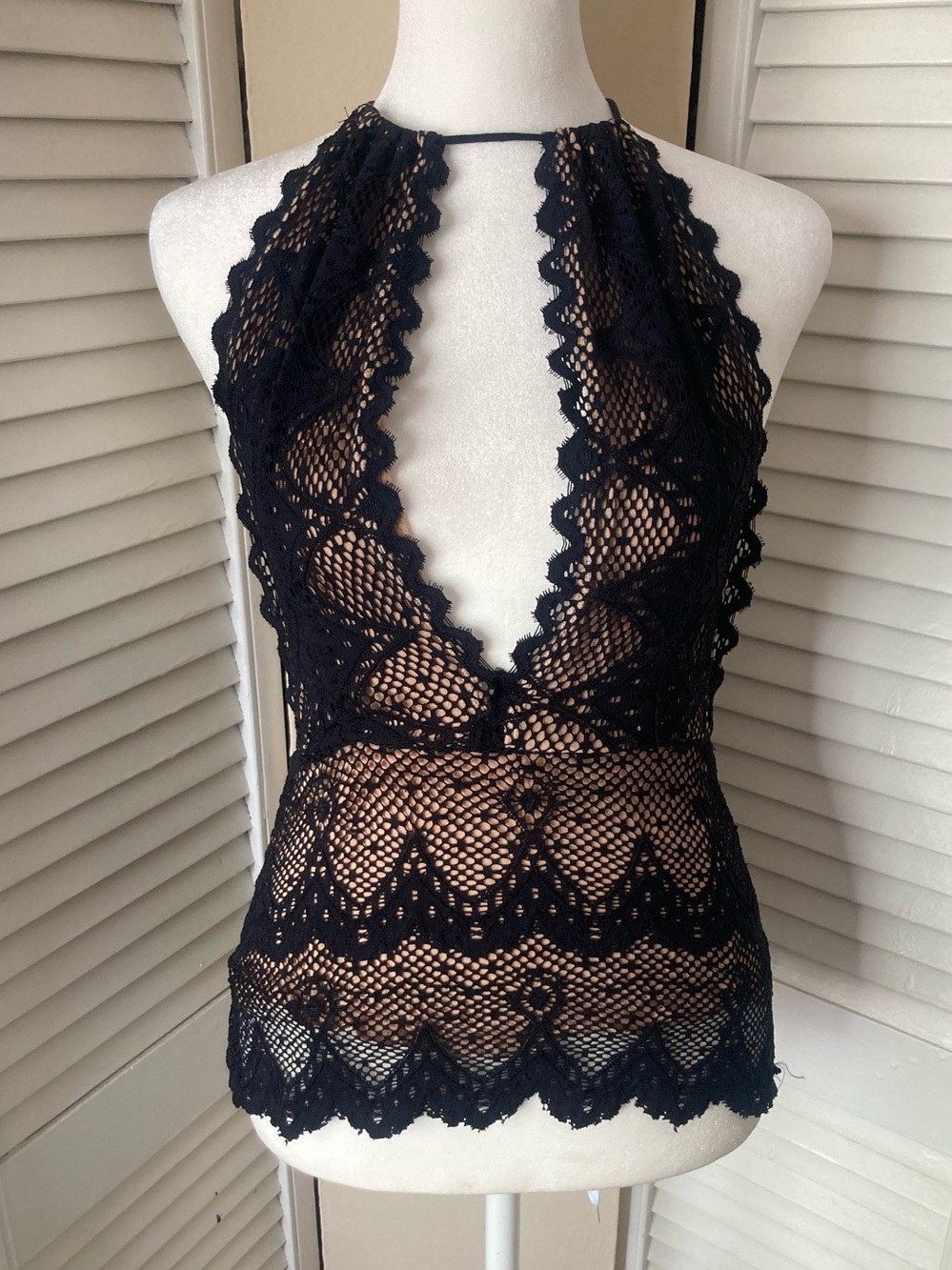 Nightcap Black Lace Halter Top XS